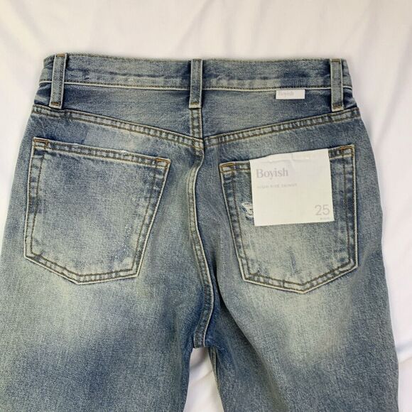 New BOYISH Billy High Waist Distressed Jeans Some Like it Hot Size 25 Button Fly - Picture 7 of 8